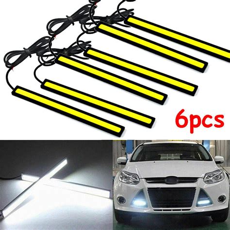 White 12V LED Strip DRL Daytime Running Lights Fog COB Car Lamp