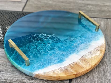 Handmade Ocean Inspired Resin Tray With Handles Home D Cor Home