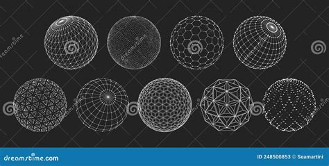 D Sphere Mesh Grid Globe Net Wire Frame Stock Illustration