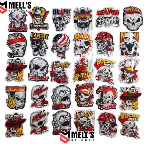 Jual Stiker Sticker Tengkorak Isi 50 Stiker Motor Mobil Helm Graftac