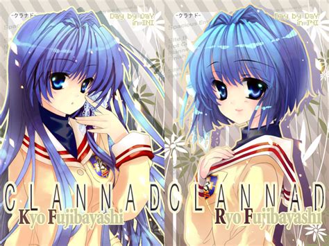 Safebooru Blue Eyes Blue Hair Clannad E Nya Fujibayashi Kyou