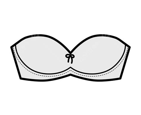 Technical Fashion Illustration Of A Strapless Lingerie With Molded Cups