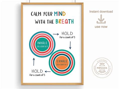 Box Breathing, Mindful Breathing Poster, Breathing Exercises, Anxiety ...