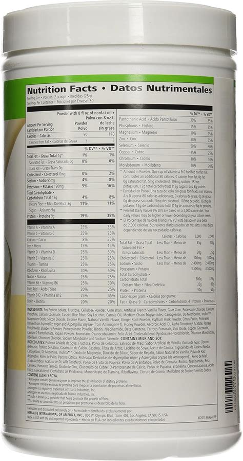 Herbalife Protein Powder Nutrition Label Labels Design Ideas