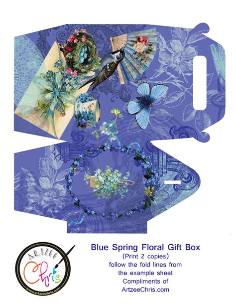 The Artzee Blog Blue Color Themed Spring Gift Box Printable