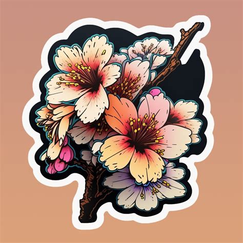 Vibrant Cherry Blossom Stickers Laptop Hydro Flask Phone Etsy