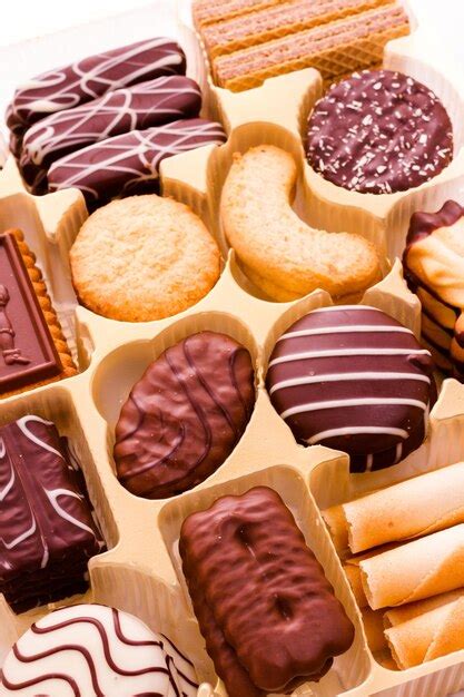 Surtido De Galletas Europeas Cubiertas De Chocolate Belga Foto Premium