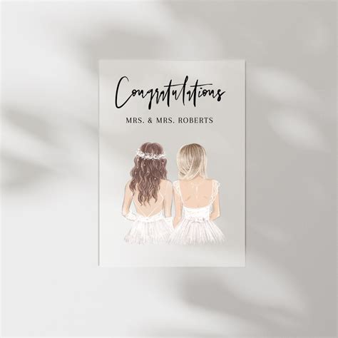 Lgbtq Mrs And Mrs Card Personalized Lgbtq Wedding Card Custom Bridal Shower Card Same Sex