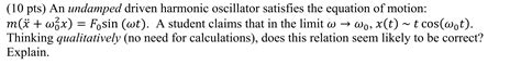 Solved 10 Pts An Undamped Driven Harmonic Oscillator Chegg
