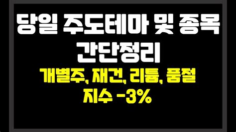 당일 장중 주도테마 및 종목 간단정리 개별주재건리튬품절 삼아알미늄금비미래나노텍엘컴텍레고켐바이오금양