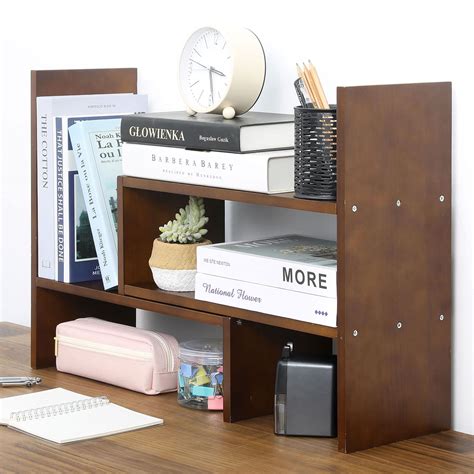 Buy MyGiftAdjustable Brown Solid Wood Desktop Storage Organizer Display ...