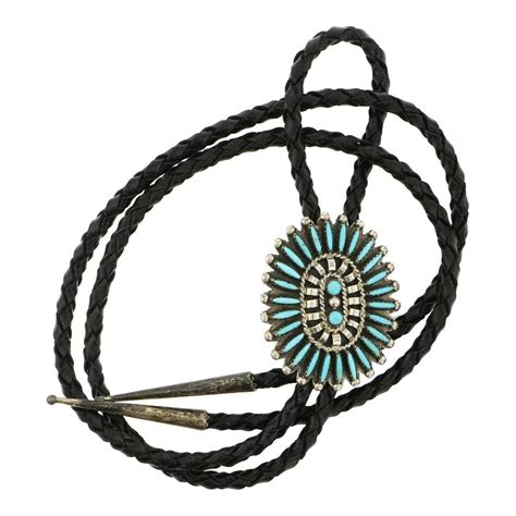 Vintage Zuni Kingman Turquoise Needlepoint Bolo Tie Auction