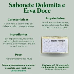 Sabonete Dolomita E Erva Doce Pele De Porcelana Encantos Cristalinos