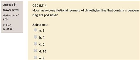 SOLVED Question 9 CSOIM14 How Many Constitutional Isomers Of