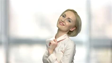 Playful Blonde Woman Flirting At Camera Stock Video Pond5