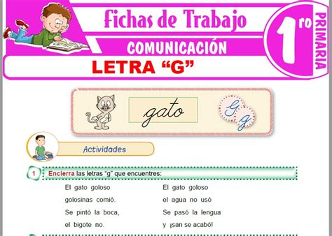 Ficha De La Letra G Para Primero De Primaria Fichas Para Imprimir