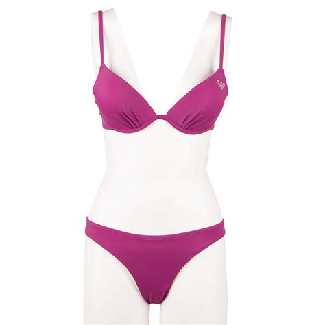 Emporio Armani Gefütterter Triangel Push Up Bikini mit Logo Pink