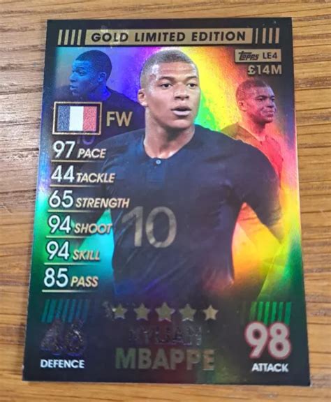 TOPPS MATCH ATTAX 101 KYLIAN MBAPPE 2019 LIMITED EDITION GOLD