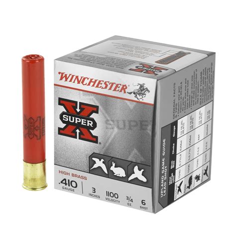 Winchester Super X High Brass 410 Bore 3 34 Oz 6 Shot 25box