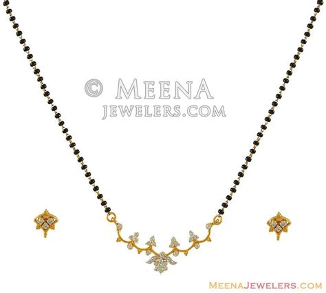 18 K Gold Diamond Mangalsutra Set Dima7552 18k Yellow Gold Three