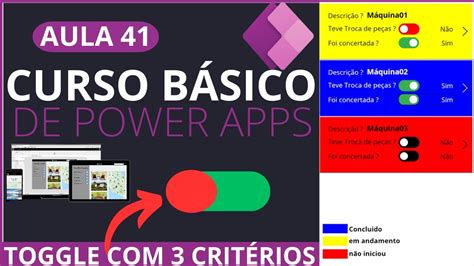 Power Apps Toggle 3 criterios para colorir linhas Gallery NÃO