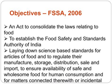 Food Safety Standard Act 2006 PPT