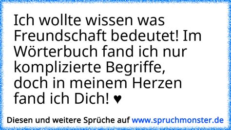 Ich wollte wissen was Freundschaft heisst Im Wörterbuch fand ich nur