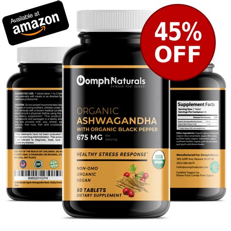 Organic Ashwagandha Capsules Oomph Naturals