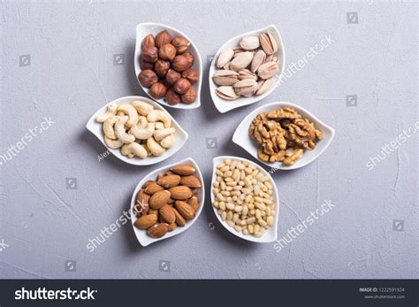 Mix Nuts Pistachios Almonds Walnuts Pine Stock Photo