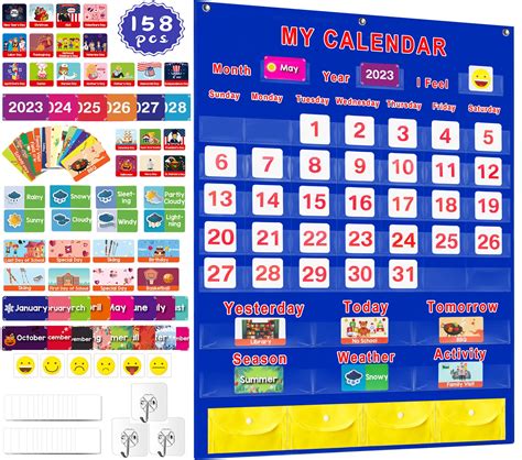 Buy And Weather Pocket Chart Set Of 158 Large 35 X 27 5 Monthly