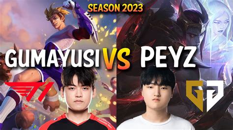 T Gumayusi Vs Gen Peyz Gumayusi Ezreal Vs Peyz Aphelios Adc Kr