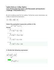 Sophia Pathways College Algebra Unit Performing Operations With