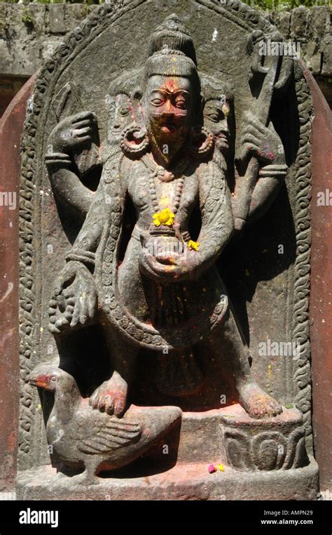 Sculpture Of Brahma Gokarna Mahadev Temple Kathmandu Nepal Stock Photo