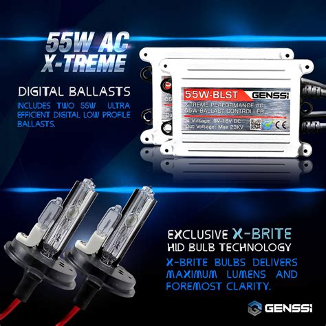 Genssi AC 55w HID Kit H4 H7 H11 H13 9003 9005 9006 9007 6000k Hi Lo Bi