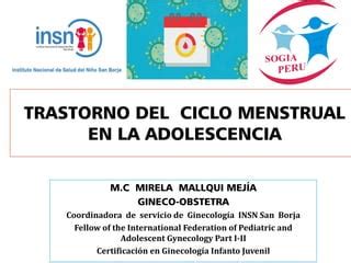 Trastornos Del Ciclo Menstrual En La Adolescencia PPT Descarga Gratuita