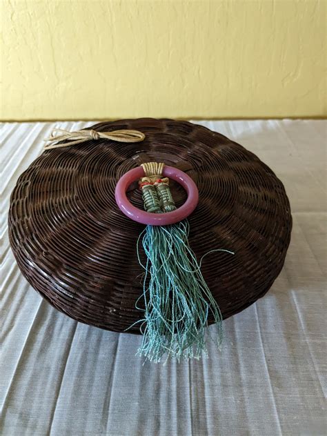 Antique Chinese Sewing Basket With Peking Glass Bangle And Etsy