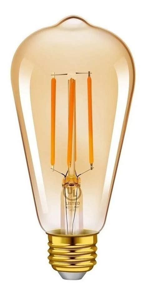 Foco Edison Vintage Bulbo Led 3w St64 Luz Cálida 10 Piezas