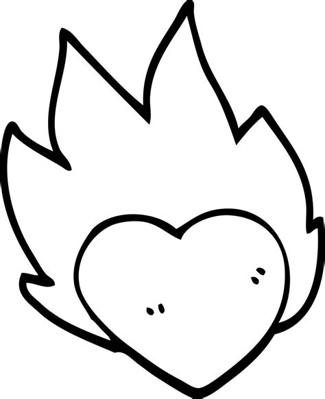 line drawing cartoon flaming heart 12150315 Vector Art at Vecteezy