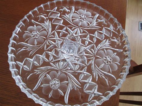 Vintage Antique Crystal Pressed Glass Cake Platecupcake Holderwedding Plate Dessert