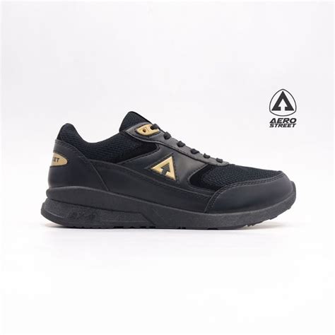 Jual Aerostreet 37 44 Osaka Hitam Hitam Emas Sepatu Sneakers Casual