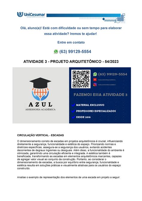 Atividade 3 Projeto Arquitetônico 54 2023 Olá aluno a Está