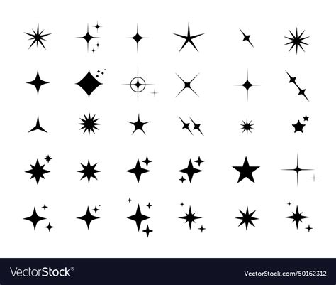 Star y2k icons shape set abstract Royalty Free Vector Image