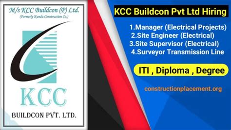 Kcc Buildcon Pvt Ltd Urgent Hiring For Site Engineer Site