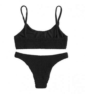 Women S Bathing Suit Two Piece Sexy Solid Color Halter Shirred Bikini Swimsuit Black