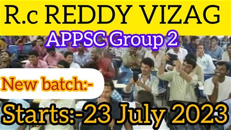 Rc Reddy Vizag New Batch Appsc Group 2 Call 8106928507 Youtube