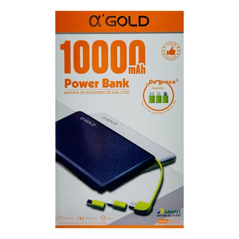 Carregador Portatil A Gold - Carregador Portátil A'Gold 10.000 mAh Com Cabo Agregado PN-951A ...