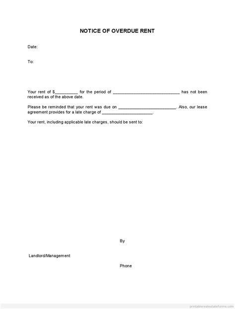 Past Due Rent Notice Template Free