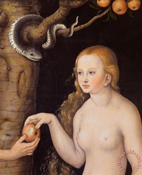 Cranach Eve Offering The Apple To Adam In The Garden Of Eden And The