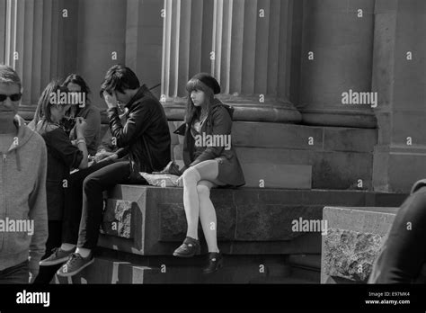 lonely attractive young girl sitting stock photo alamy