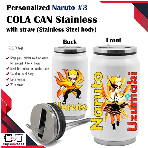 Personalized Anime Naruto Boruto Coke Mug Tumbler Can Sports Kakashi